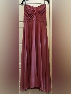 Dusty Rose Strapless Pleated Dress